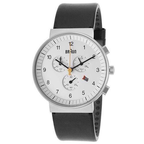 Image of Braun Classic blank rustfri stål quartz med chronograph Herre ur, model BN0035WHBKG